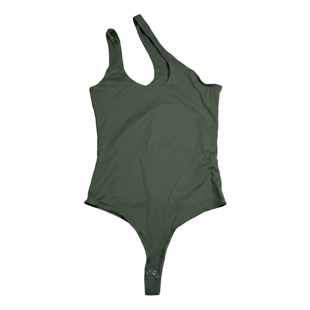 Women's REORIA One-Shoulder Bodysuit Tank Top Leotard | Grey Green, Small